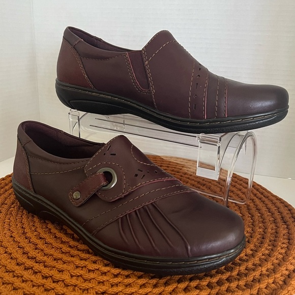 Earth Origins Glendale Gabrielle Womens Burgundy Leather Loafer Flats Shoes - Picture 2 of 7
